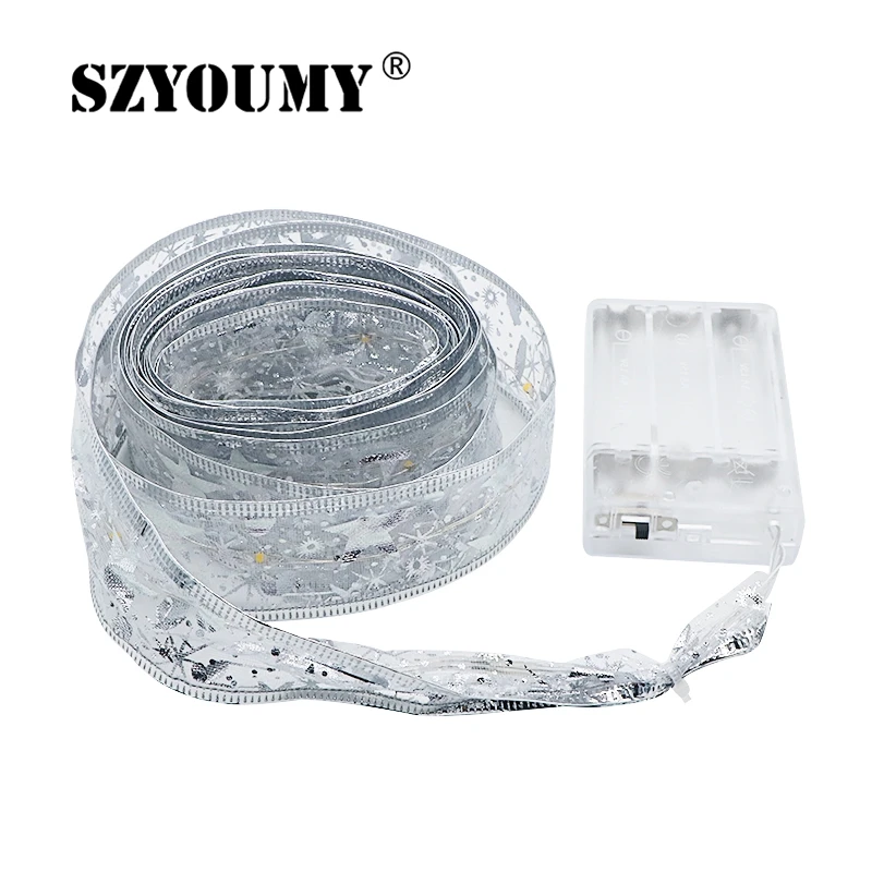 

SZYOUMY 4M 40 LEDS Organza Striped Ribbon Lights for Bedroom Holiday Party Wedding Christmas and Garden Decoration Warm White