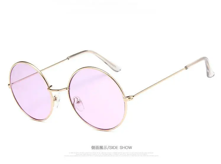

2021 Retro Round Sunglasses Women Brand Designer Sun Glasses For Women Alloy flat lens Mirror Sunglasses female oculos de sol