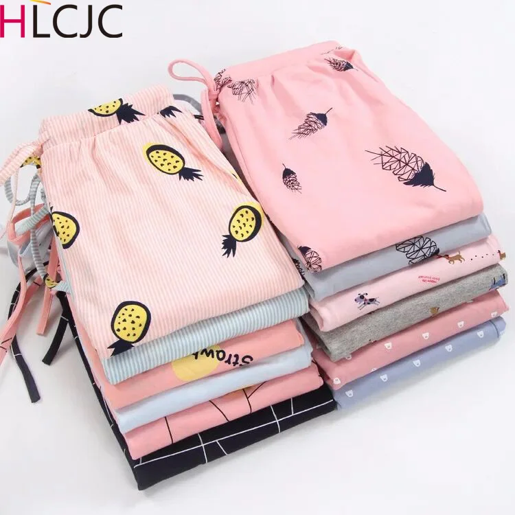 Тонкие свободные пижамные штаны большого размера 100% хлопок женские для сна