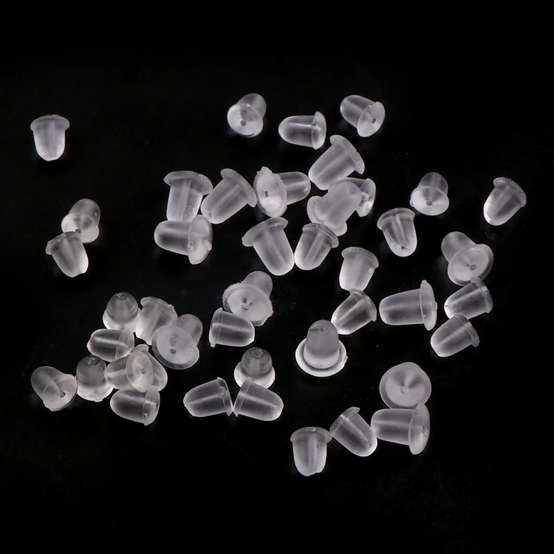 

4mm 5mm Clear Earrings Jewelry Accessories Silicone Barrel Bullet Plastic Rubber Ear Plugging DIY Earring back Earstud Findings