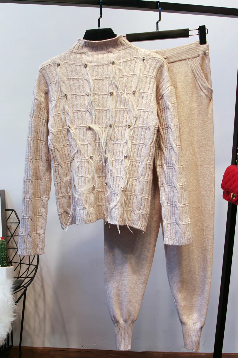 ALPHALMODA Роскошные Страусиные волосы кристалл комплект из двух предметов топ и
