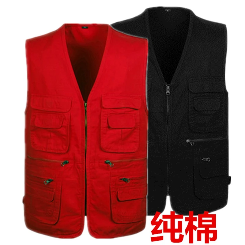 B 2021 New Brand Male Vest Men Colete Masculino Casual Mesh Waistcoat Plus Size 5XL Loose Multi-pockets Photography | Мужская одежда