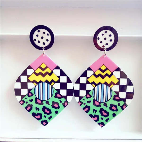 Женские Висячие серьги в форме листа большие акриловые висячие стиле панк