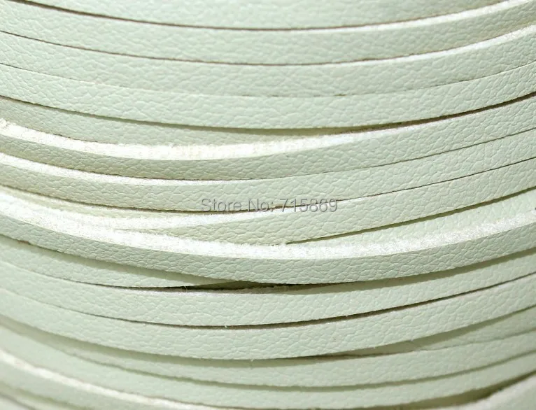 Free Ship 100 Meters 10mm  White Color  Flat ONE SIDE Leather Flat Faux Suede Leather Cord