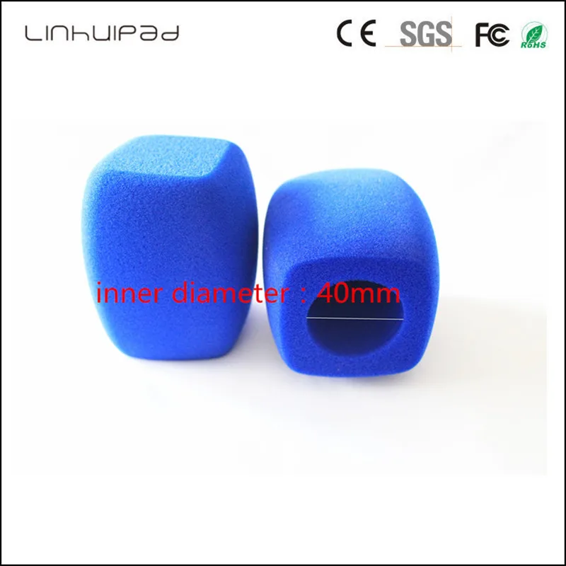 

linhuipad 4CM diametre customization Blue Interview Mic Windscreen Handheld windshield Video Camera Condenser Mic Foam Cover