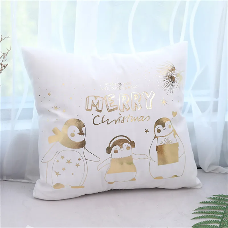 Чехол на рождественскую подушку Fuwatacchi из черной золотой фольги Наволочка с