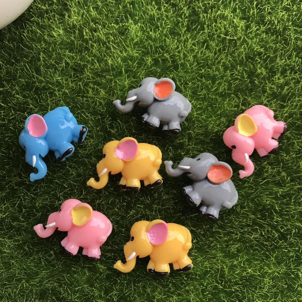 10 шт Kawaii Mix Elephant изделия из смолы кабошон с плоским основанием для волос