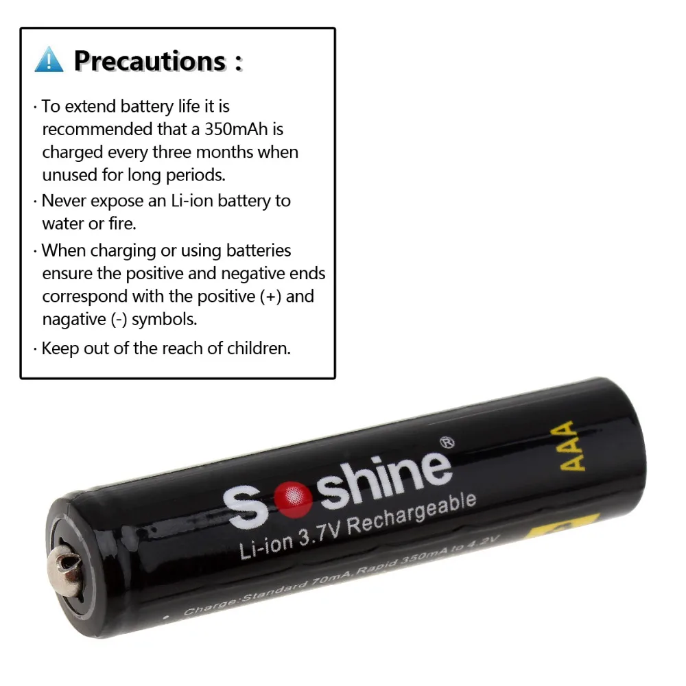 4PCS/lot Soshine 3.7V 10440 Li-ion battery 350mAh AAA Rechargeable Battery for LED Flashlights Headlamps High Quality | Электроника