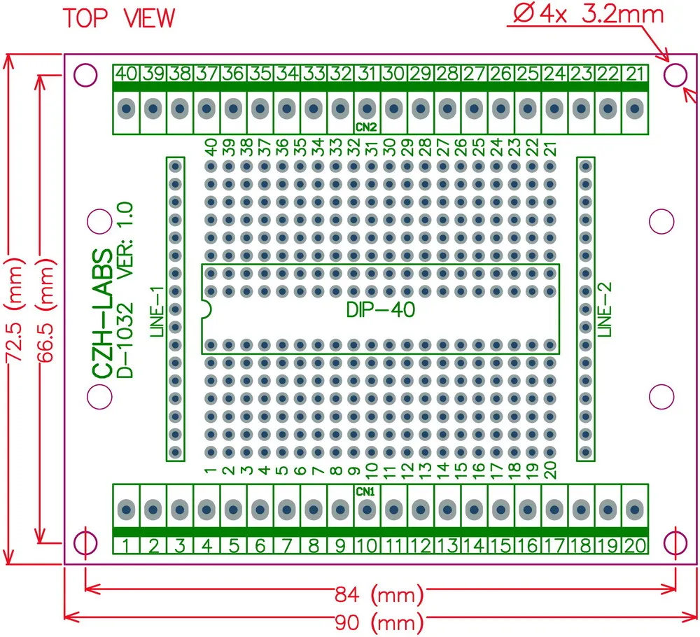 Компонент DIP-40 для винтовой клеммы адаптера PCB с простым кронштейном монтажа на