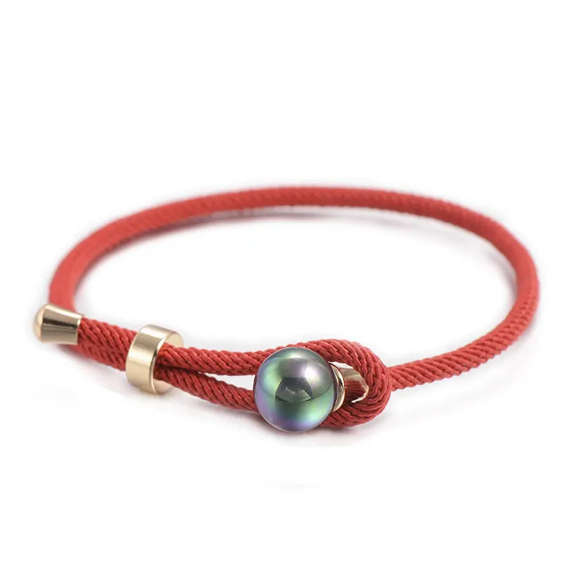 gray pearl Простые жемчужные браслеты Pipitree из титана и стали для женщин, новинка, регулируемая красная струна, кулон на шнурок, браслет на запястье, ювелирное изделие - Окраска металла: gray pearl
