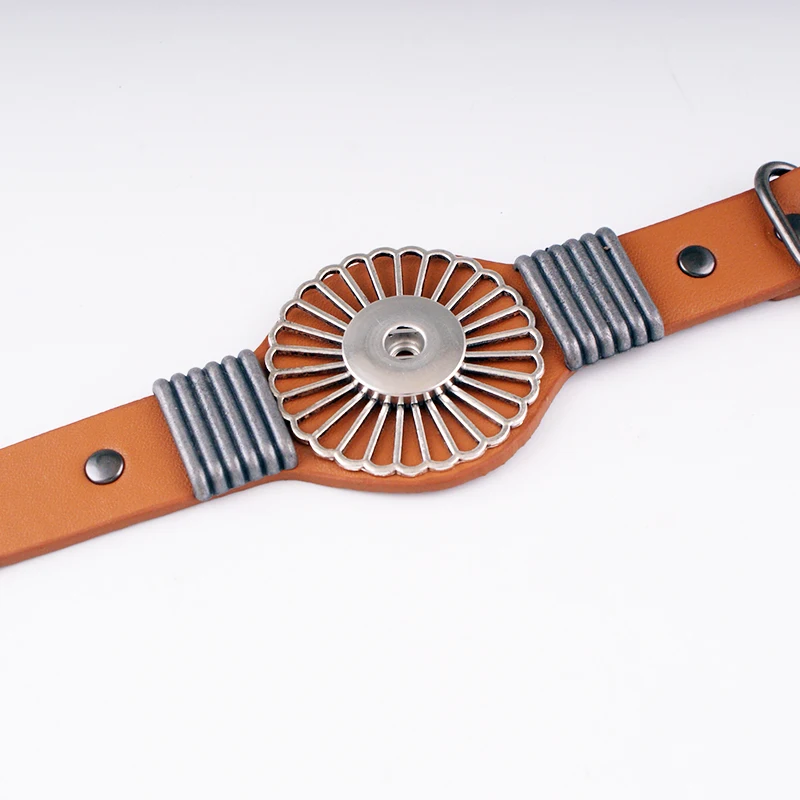 New punk leather Army Air force Vintage Metal 18mm snap button bracelet For Men Jewelry Free shipping MB1588 - Окраска металла: B