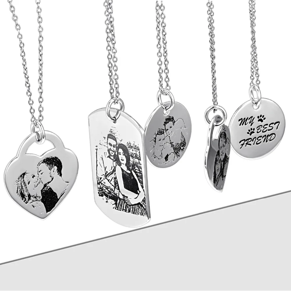 Personalized Name Photo Pendant Collar Necklace 925 Silver Custom Engraved Statment Necklaces Fashion Jewelry Bijoux For Women | Украшения