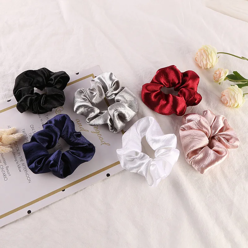 

Новое поступление, модные женские красивые однотонные блестящие резинки для волос, аксессуары для волос для девочек, держатель для хвоста