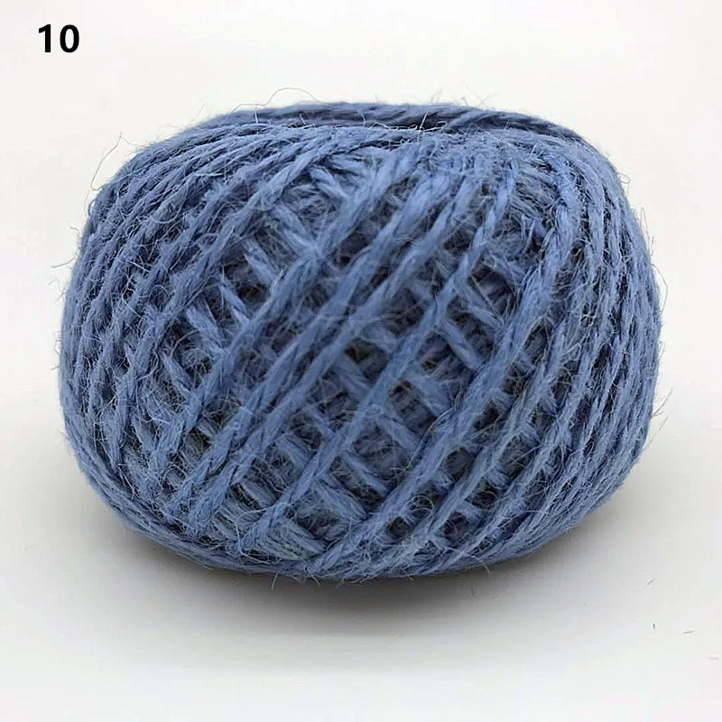 10 Sea blue Пеньковая веревка 50 м диаметр 2 мм многоцветная пеньковая веревка DIY аксессуары для рук в стиле ретро цветная подарочная упаковочная веревка - Цвет: 10 Sea blue