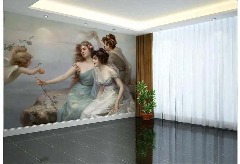 3d обои на заказ фотообои Европейская красота и ангелы Живопись настенные фрески