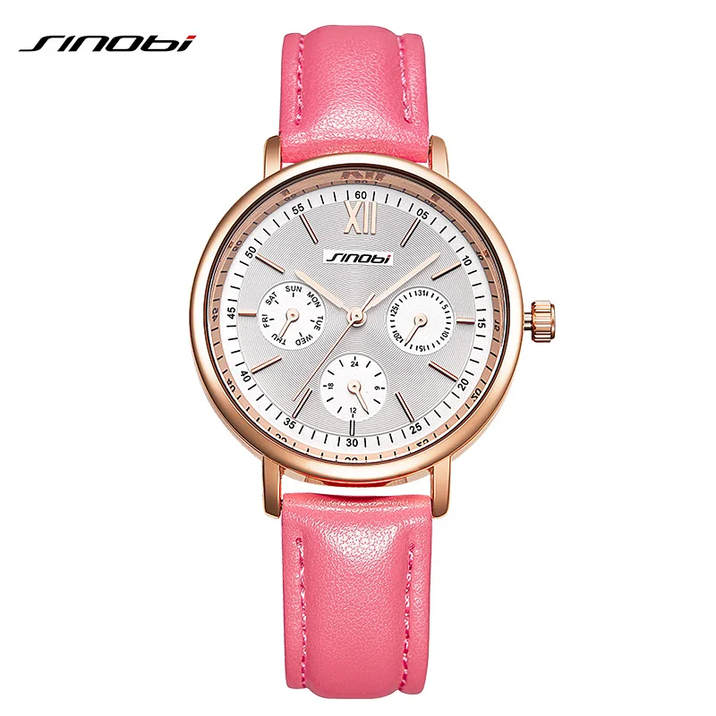 SINOBI бренд для женщин часы 2019 пояса из натуральной кожи Reloj Mujer роскошное платье