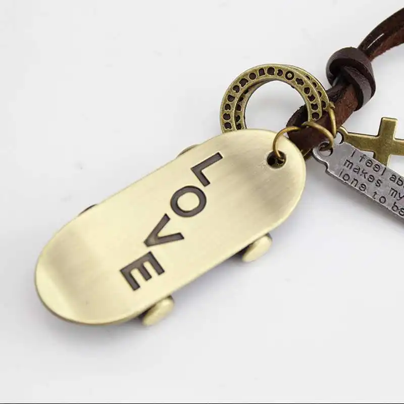 Новинка винтажное кожаное ожерелье в стиле панк рок ручной работы длинная