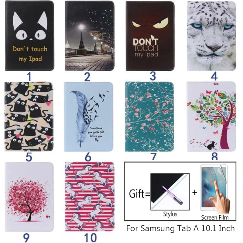 Модный чехол с рисунком кота для Samsung Galaxy Tab A A6 10 1 2016 T580 T585 подставкой планшета