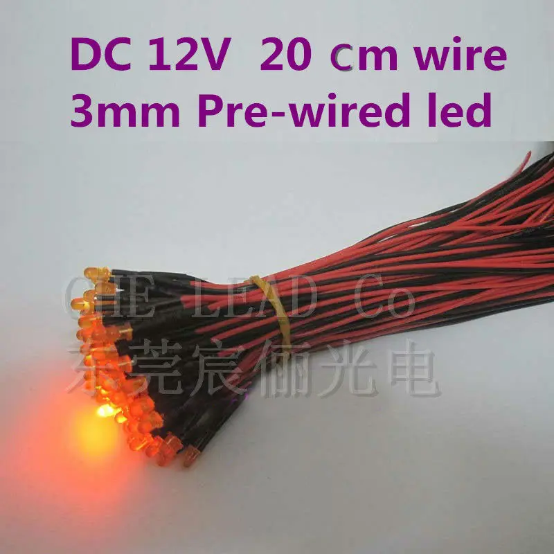 Предварительно Проводные светодиодные лампы dip led 100 шт./лот 12 В/24 В постоянного