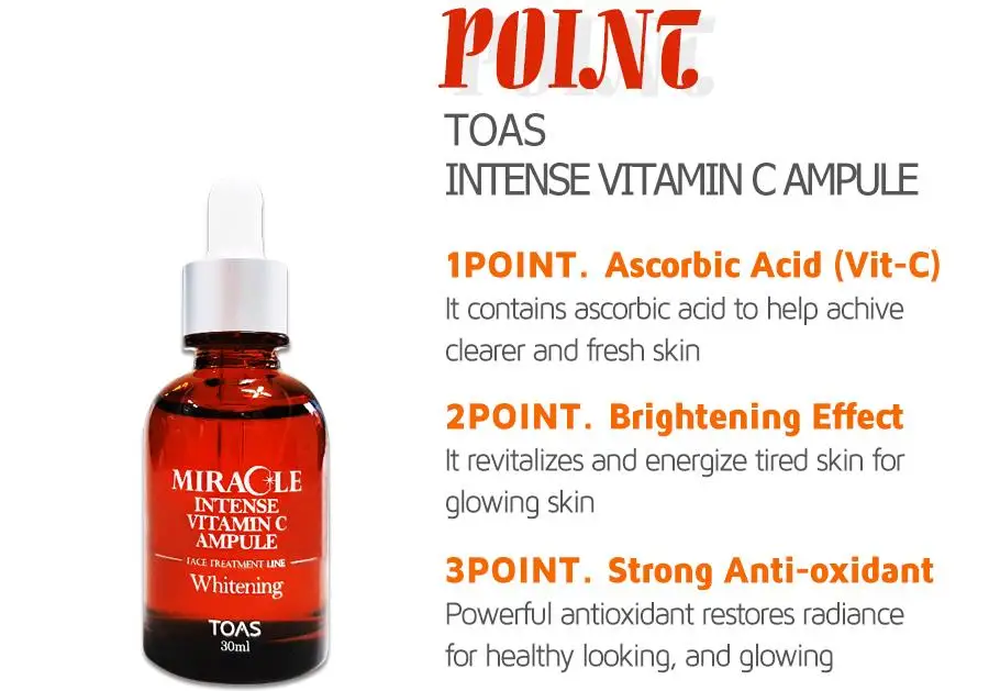 TOAS Miracle Intense Витамин С ампулы 30 мл Отбеливающий Крем Сыворотка против старения