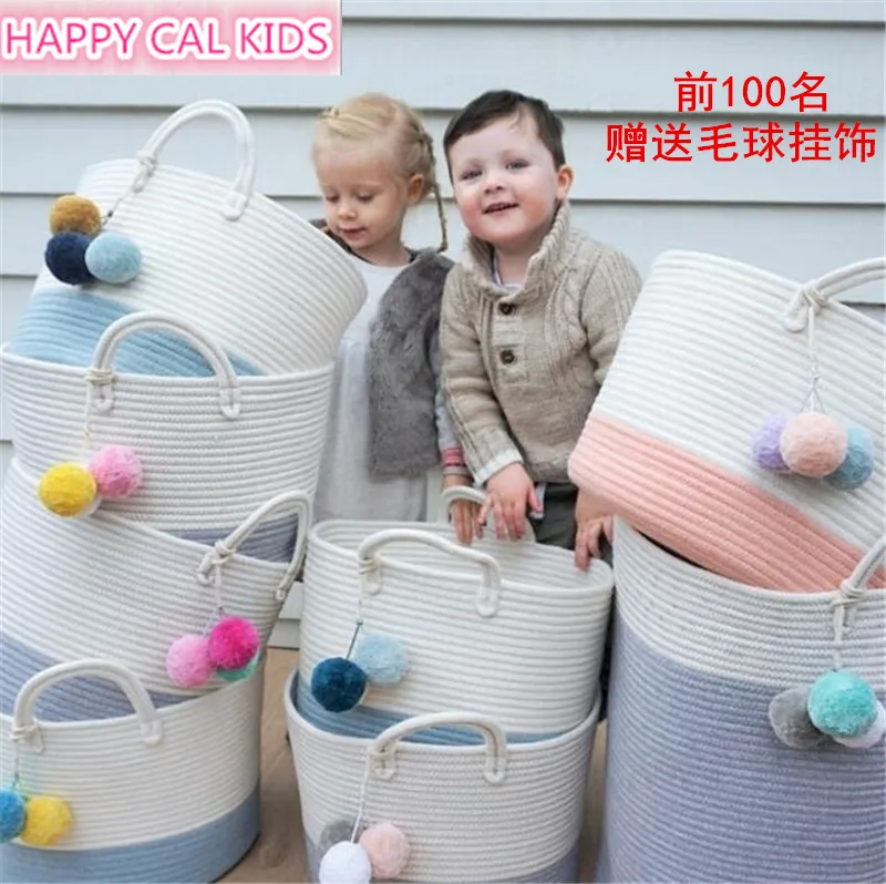 Home Accessories Cotton Rope Storage Basket with Handles Baskets for Kids Toy Laundry Nursery Hamper | Дом и сад