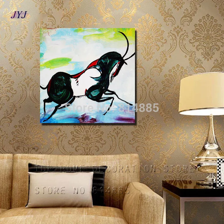 Running Buffalo Wall Painting American Style 100% Handmade Modern Abstract Canvas Oil Art Home Decoration DS001 | Дом и сад