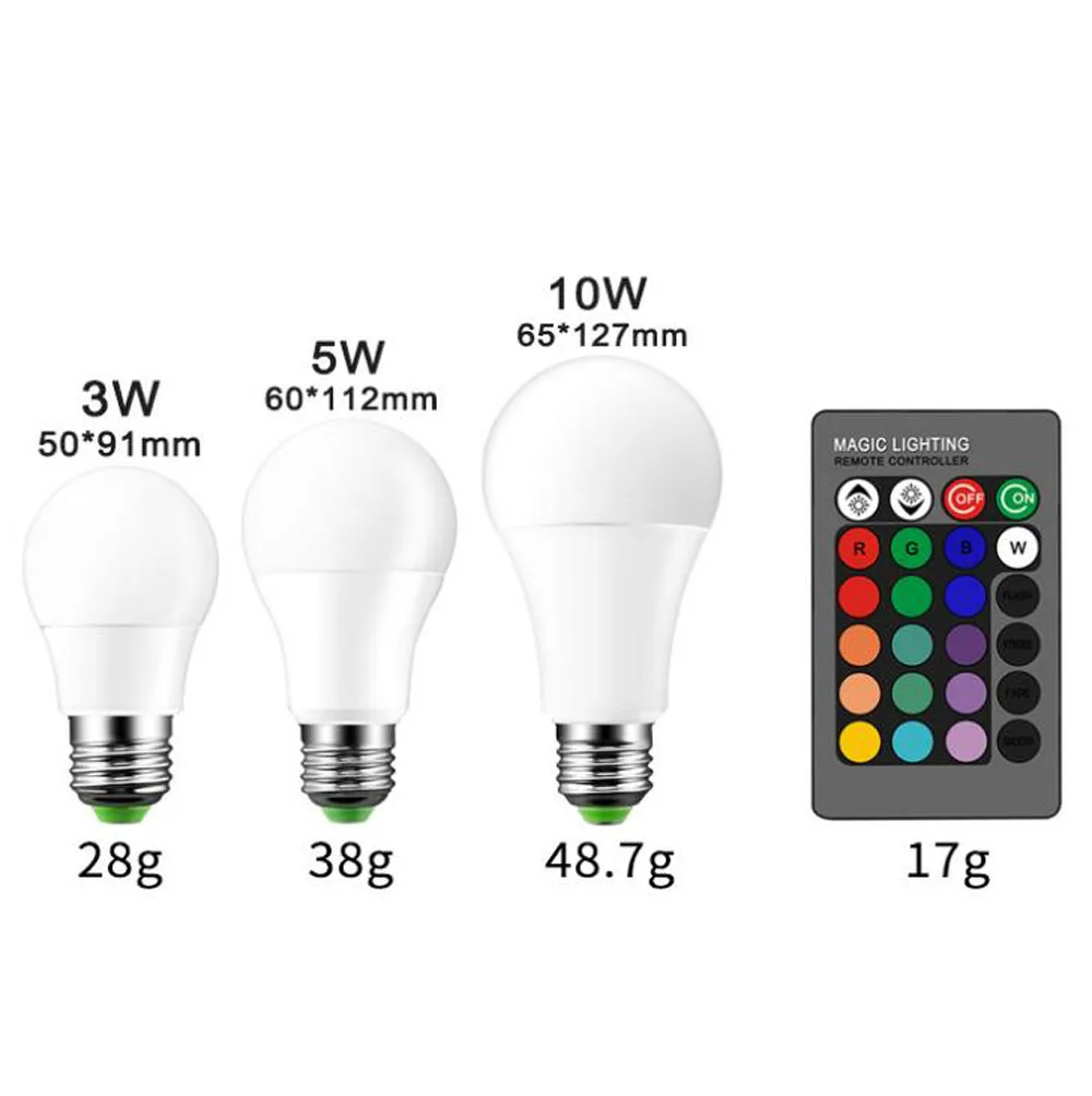 E27 RGB светодиодные лампы с ИК 24 клавишами дистанционного управления Сменные