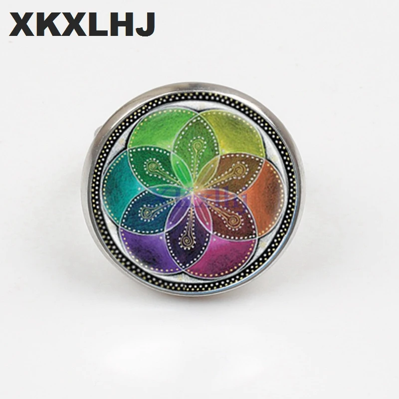 Новинка кольцо для йоги XKXLHJ стеклянное Выпуклое круглое в виде мандалы лотоса