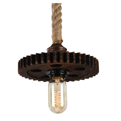 1 piece no bulb Лофт ретро Шестерня пеньковая веревка лампа круглая e27 подвесные светильники промышленность Ветер кафе бар ресторан гостиная Паб Клуб столовая - Цвет корпуса: 1 piece no bulb