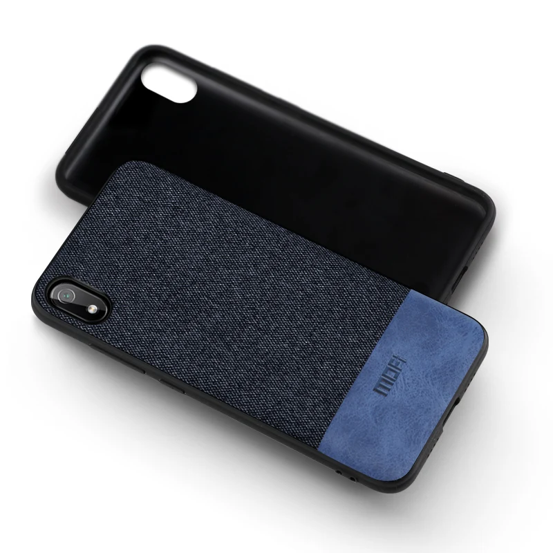 dark blue with blue Для Xiaomi Redmi 7A чехол противоударный чехол MOFi Redmi 7A capas coque защитный хлопковый тканевый деловой чехол - Цвет: dark blue with blue