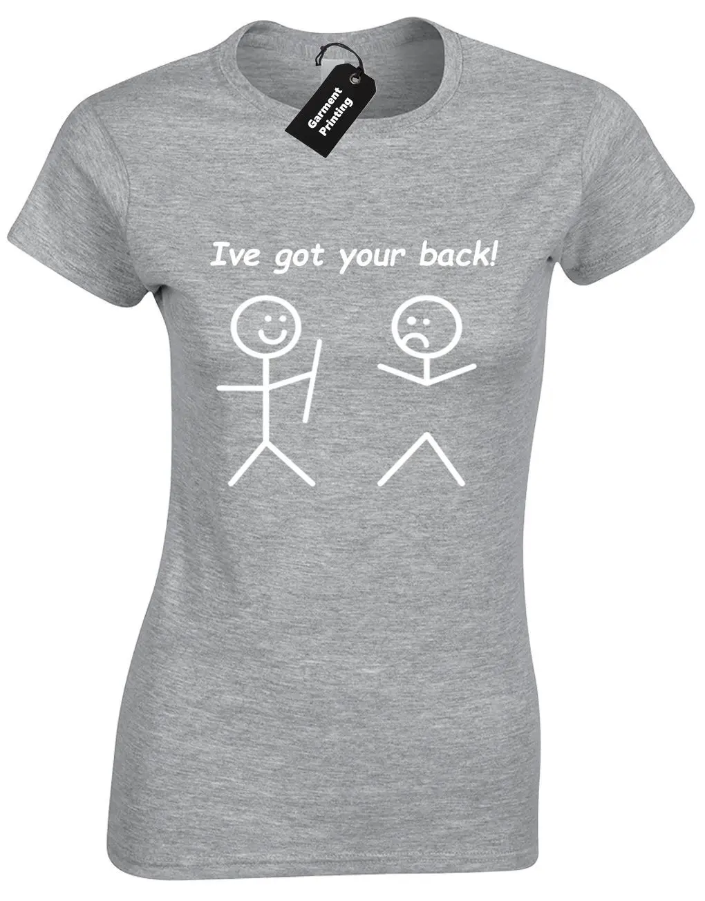 IVE GOT YOUR BACK женская футболка с надписью STICKMAN HUMOUR TUMBLR подарок для друга героями