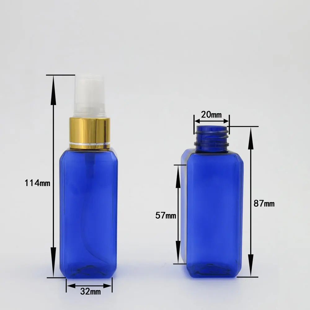 

100X 50ML Amber Square Plastic Perfume Bottle, 50CC Brown PET Sprayer Bottle