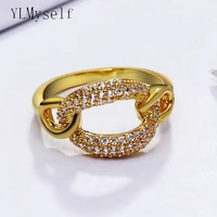 2022 new arrival 2 tone gold plate ring elegant ol design oval shape trendy statement jewelry