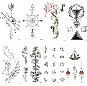 Тату-наклейка с компасом для мужчин и женщин, Милая Черная водостойкая тату-Наклейка С Рисунком Тигра и красной сливы, боди-арт на руку