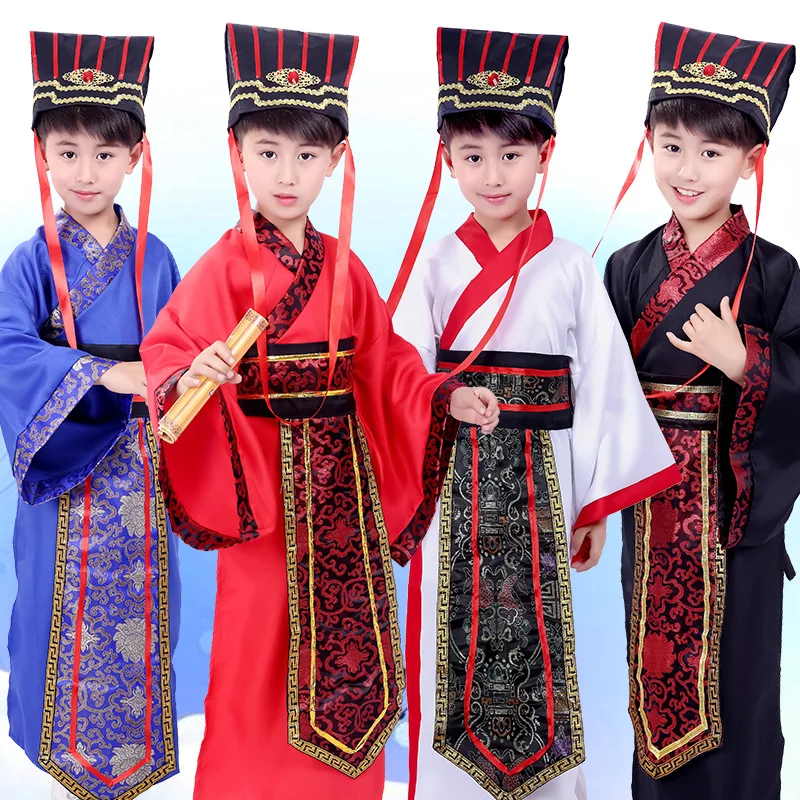 Традиционные китайские костюмы для мальчиков Hanfu костюм ученого Ming Opera Детская