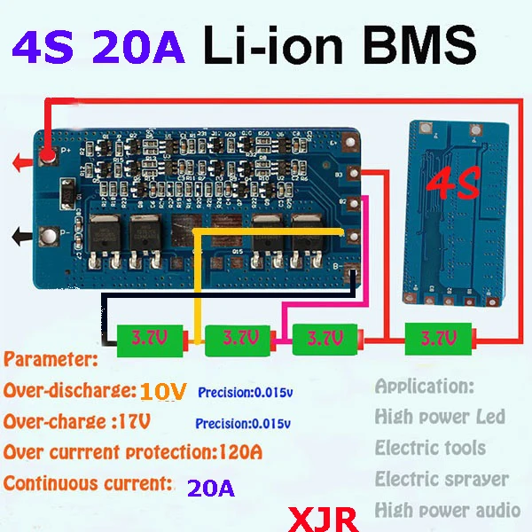 4S 20A литий полимерная батарея BMS/PCM/PCB защитная плата для 4 упаковок ионных