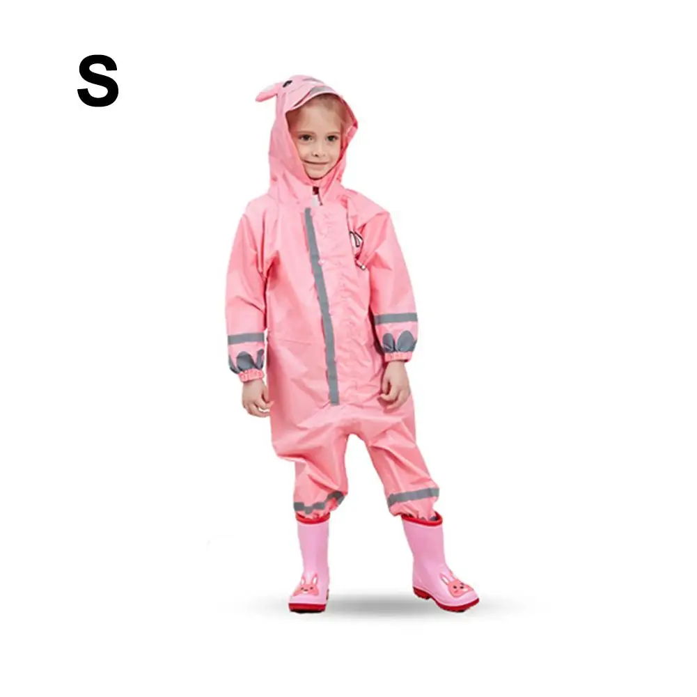 Pink S Детский спортивный костюм, непромокаемый, ветрозащитный, из полиэстера, один предмет, легкий плащ с капюшоном для детей, унисекс, от 3 до 10 лет - Цвет: Pink S