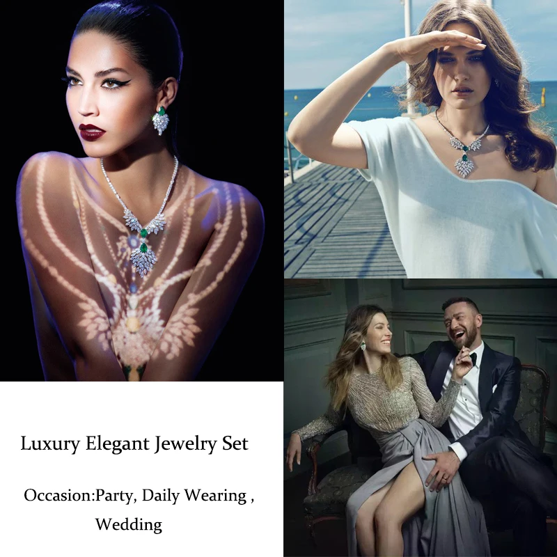 Женский комплект украшений ожерелье с имитацией кристаллов серьги подвеской из