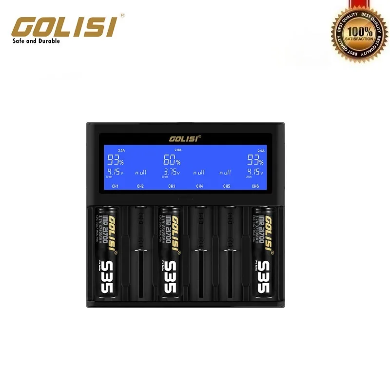 Оригинальное умное зарядное устройство GOLISI S6 совместимо с 20700 26650 18650 Ni-MH/Ni-cd и 3 6 В/3