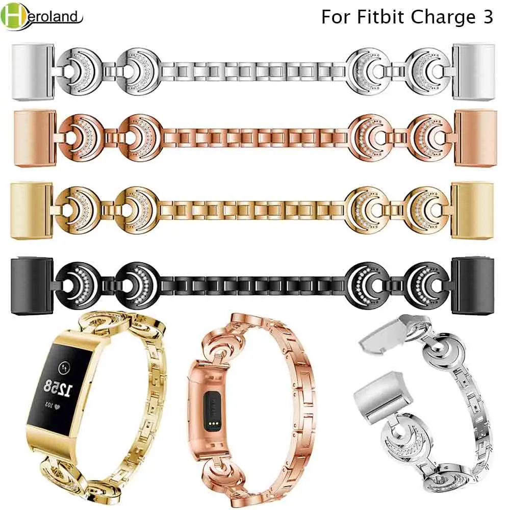 Новинка ремешок для часов подлинный роскошный Fitbit Charge 3 ремешки Сменные стальные