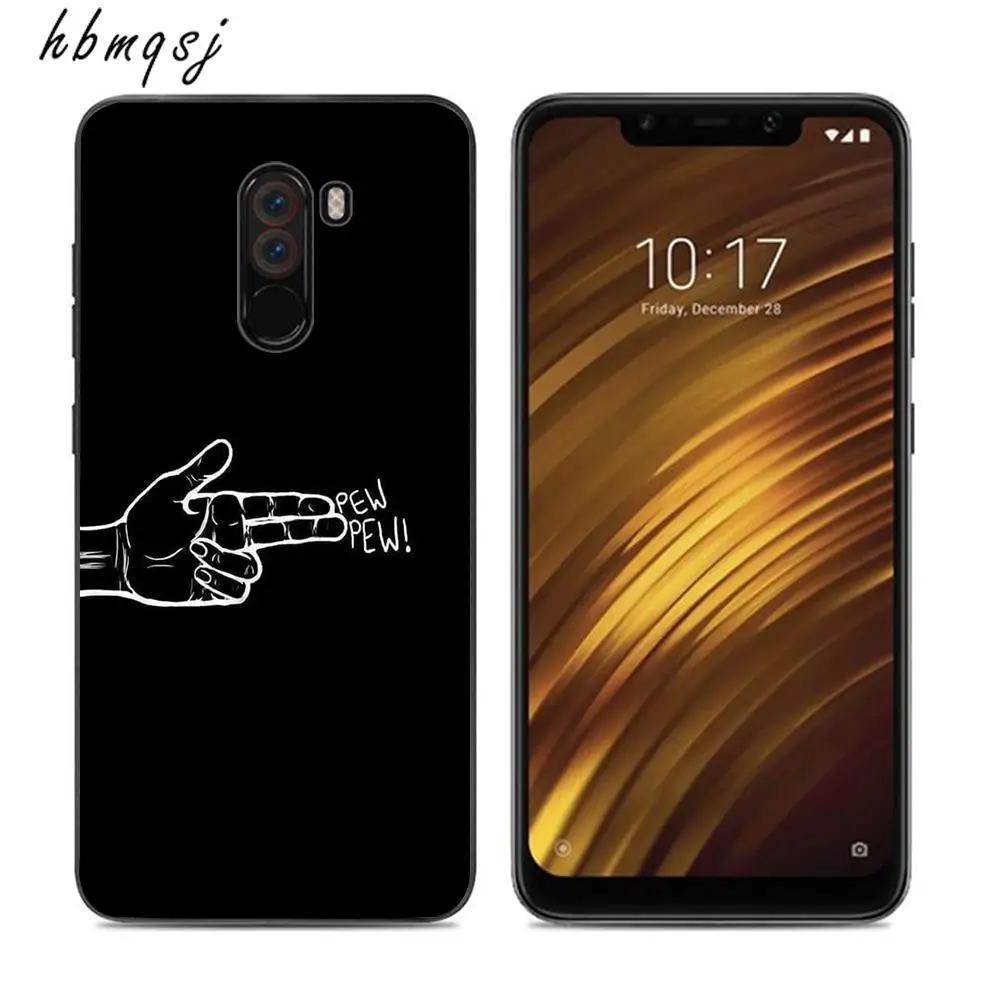 Чехол с рисунком для xiaomi pocophone f1 силиконовый мягкий чехол из ТПУ черного цвета
