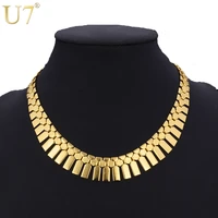 u7 gold color choker necklace big african jewelry sale trendy statement tassels bib necklace for women n348