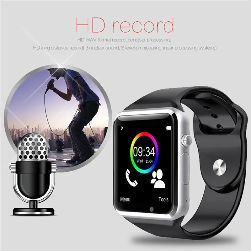 50 шт./лот A1 Bluetooth Смарт часы наручные Спорт Шагомер с SIM Камера Smartwatch для смартфон