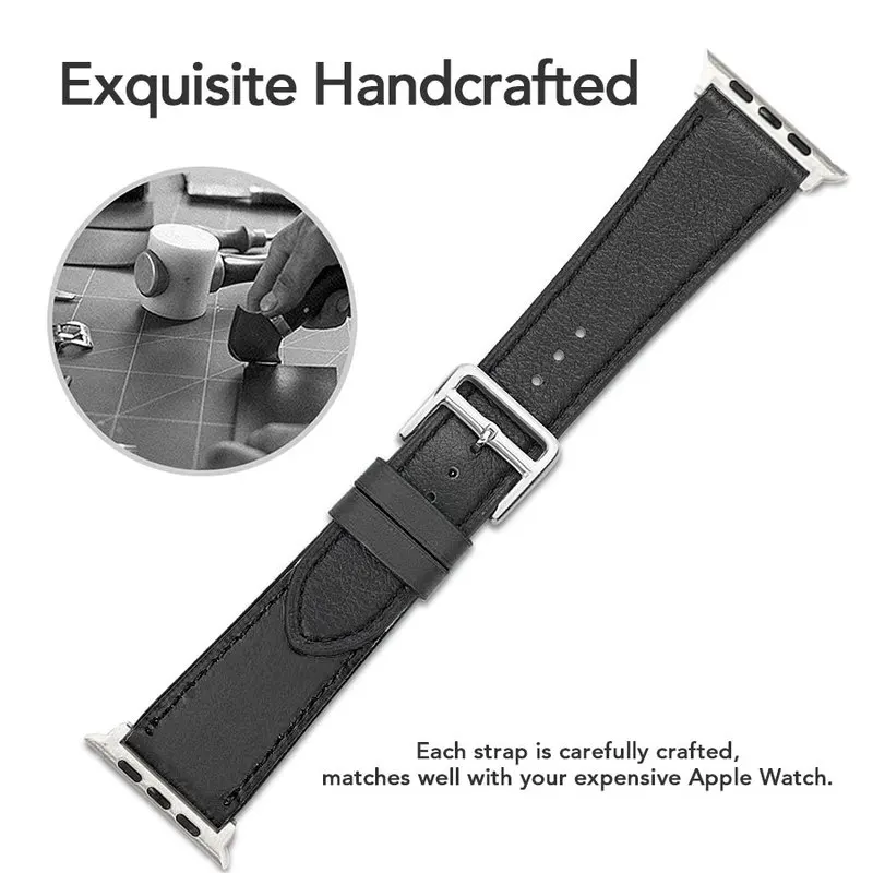 Aniyoh натуральный кожаный полосатый ремешок для Apple Watch 38 мм 40 серии 4 3 2 1