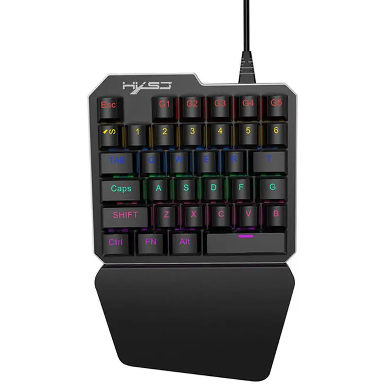 HXSJ J100 игровая мышь Проводная 35 клавиш мышь для ноутбуков 7 подсветка зеленая ось механическая клавиатура полный ключ без коллизии игры Mou