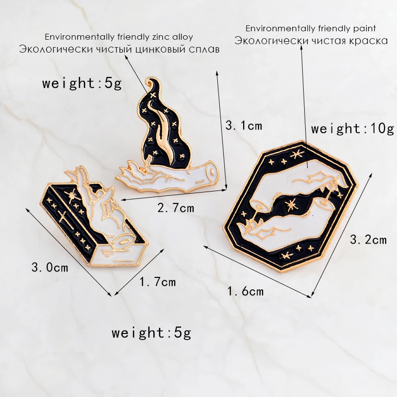 Эмалированные булавки в виде ведьма темные Волшебные звезды волшебная книга