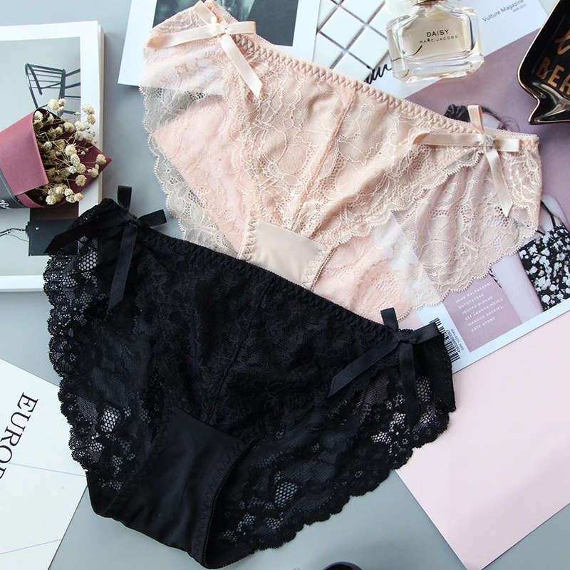 Трусики женские кружевные с бантом и жемчугом в японском стиле|pearl underwear|underwear