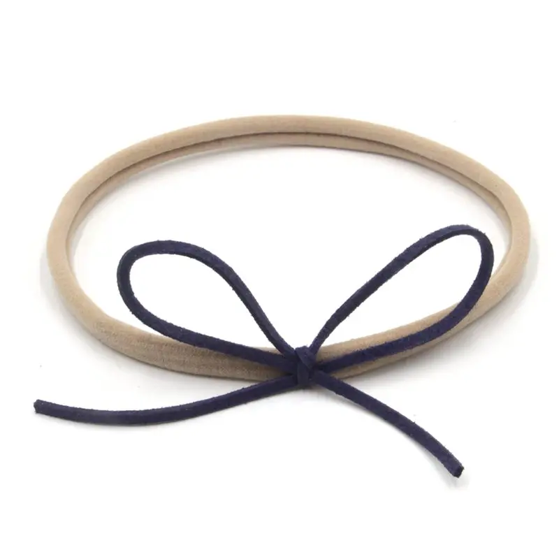 30Pcs/Lot New Faux Leather Bow Elastic Nylon Headband Knotted Hair Accessories Headwear Wholesale |