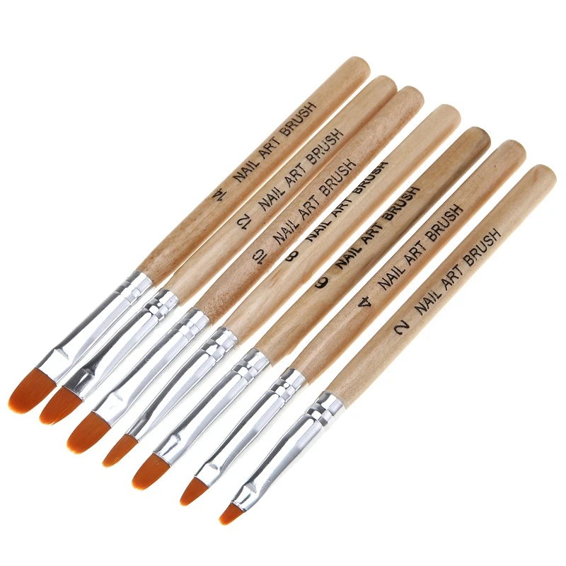 Monja 7Pcs Nail Art Dome Acrylic Poly Uv Gel Extension Builder Coating Builder Flower Painting Brush Manicure Tool
