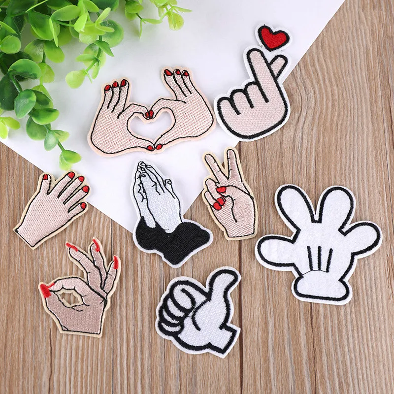 1 шт. жесты Ok Love Expression DIY значки с героями мультфильмов одежда вышитая нашивка